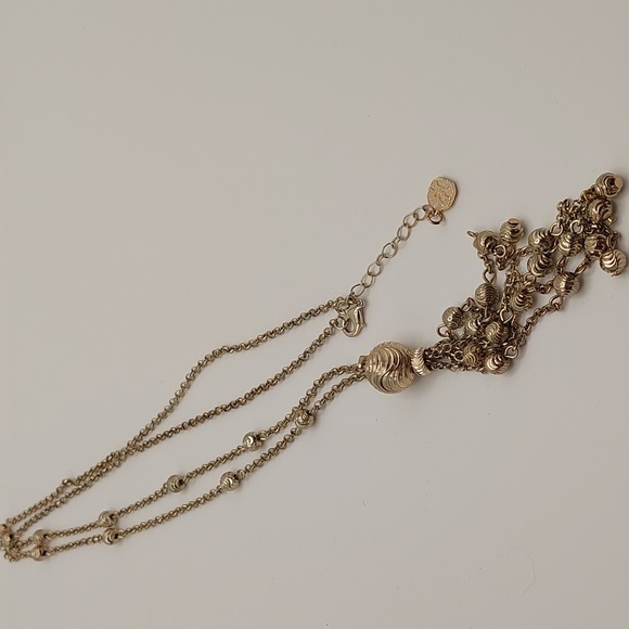 MONET Goldtone Swirly Balls Tassel Necklace EVC - Picture 4 of 12